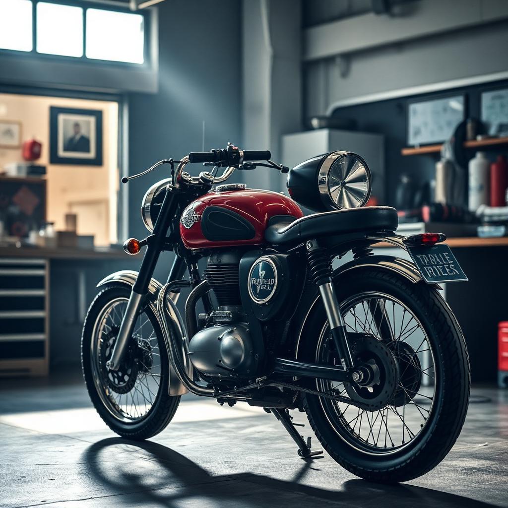 Classic motorcycle being serviced